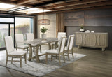Roco Cream/Driftwood Genuine Marble 7-Piece Dining Room Set (Table & 6 Chairs) | Olivia Furniture