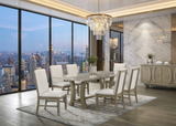 Roco Cream/Driftwood Genuine Marble 7-Piece Dining Room Set (Table & 6 Chairs) | Olivia Furniture