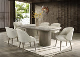 Samara Cream Genuine Marble 7-Piece Dining Room Set (Table & 6 Chairs) | Olivia Furniture