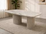 Samara Cream Genuine Marble 7-Piece Dining Room Set (Table & 6 Chairs) | Olivia Furniture