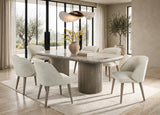 Samara Cream Genuine Marble 7-Piece Dining Room Set (Table & 6 Chairs) | Olivia Furniture