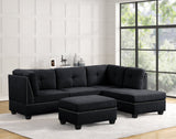 Sienna Boucle Black Sectional with Ottoman | Olivia Furniture