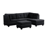Sienna Boucle Black Sectional with Ottoman | Olivia Furniture