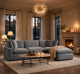 Sky Gray Velvet Modular Sectional | Olivia Furniture