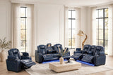 Stefano Blue 3-Piece Reclining Living Room Set | Olivia Furniture