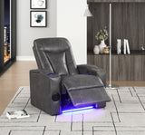 Topgun Dark Gray Power Recliner with Bluetooth Speaker and Led Light | Olivia Furniture