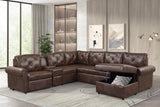 Winston Brown Power Reclining Sectional with Pull-Out Bed | Olivia Furniture