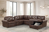 Winston Brown Power Reclining Sectional with Pull-Out Bed | Olivia Furniture
