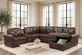 Winston Brown Power Reclining Sectional with Pull-Out Bed | Olivia Furniture