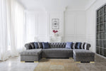 Lauren Velvet Gray Double Chaise Sectional - Olivia Furniture