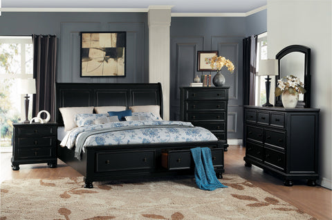 Laurelin Black Storage Platform Bedroom Set - Olivia Furniture