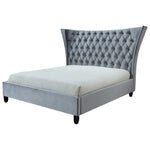 Gabriella Velvet Gray Queen Upholstered Platform Bed | 5102 - Olivia Furniture