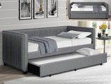 Emery Contemporary Grey Fabric Twin Daybed with Trundle - Olivia Furniture