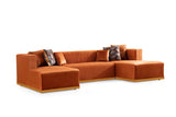 Juliana Orange Velvet Double Chaise Sectional