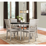 Savor White/Brown 5-Piece Round Dining Set - Olivia Furniture