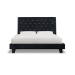 King Velvet Platform Bed Black - Olivia Furniture