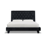Queen Velvet Platform Bed Black - Olivia Furniture