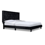 King Velvet Platform Bed Black - Olivia Furniture