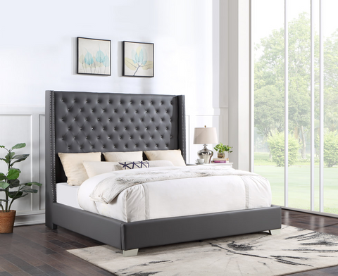 HH400 6FT Grey Queen Diamond Bed - Olivia Furniture