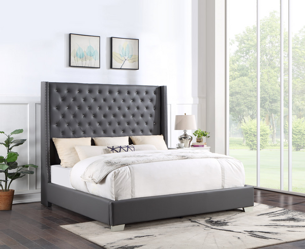 HH400 6FT Grey Queen Diamond Bed Olivia Furniture