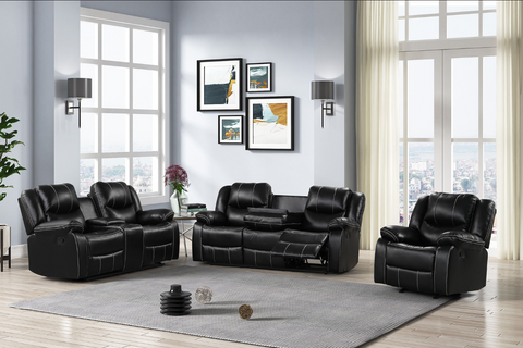 Carter Black 3Pcs Reclining Set - Olivia Furniture
