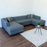 Grayson Linen Gray Double Chaise Sectional - Olivia Furniture