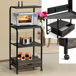 Kitchen Shelf Black on Casters - Olivia Furniture