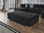 Lauren Velvet Black Rectangle Ottoman - Olivia Furniture