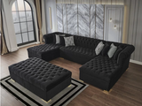 Lauren Velvet Black Rectangle Ottoman - Olivia Furniture