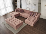 Lauren Velvet Pink Rectangle Ottoman - Olivia Furniture