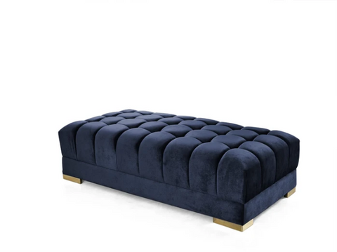 Ariana Velvet Navy Rectangle Ottoman - Olivia Furniture