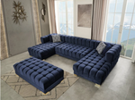 Ariana Velvet Navy Rectangle Ottoman - Olivia Furniture