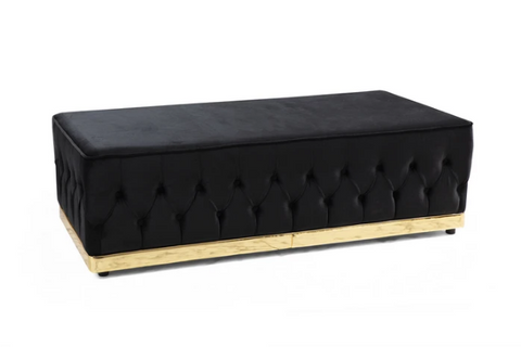 Jester Velvet Black Rectangle Ottoman - Olivia Furniture