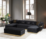Jester Velvet Black Rectangle Ottoman - Olivia Furniture