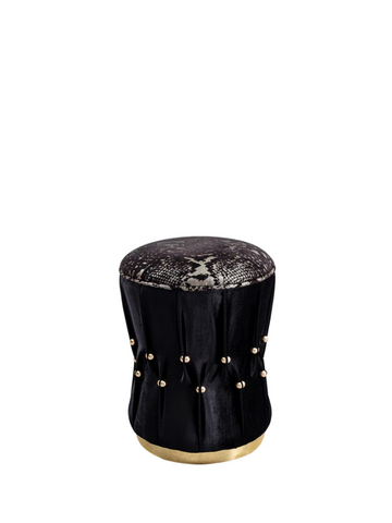 Giselle Ottoman Black Velvet - Olivia Furniture