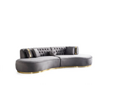 Ella Velvet Gray Curved Sectional - Olivia Furniture