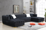Isabella Black Velvet Sectional - Olivia Furniture