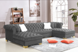 Ariana Grey Velvet Sectional - Olivia Furniture