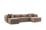 Jester Cream Velvet Double Chaise Sectional