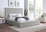 France Gray Velvet King Storage Platform Bed