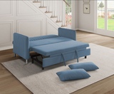 9406BRG-3CL Convertible Blue Studio Sofa