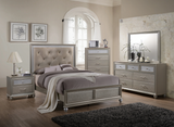 Lila Champagne Full Upholstered Panel Bed