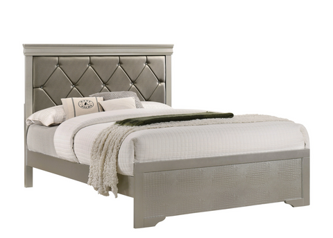 Amalia Silver King Panel Bed