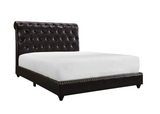 Jannie Brown PU Leather King Upholstered Platform Bed