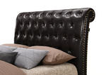 Jannie Brown PU Leather King Upholstered Platform Bed