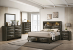 Fallon Gray King LED Storage Platform Bed