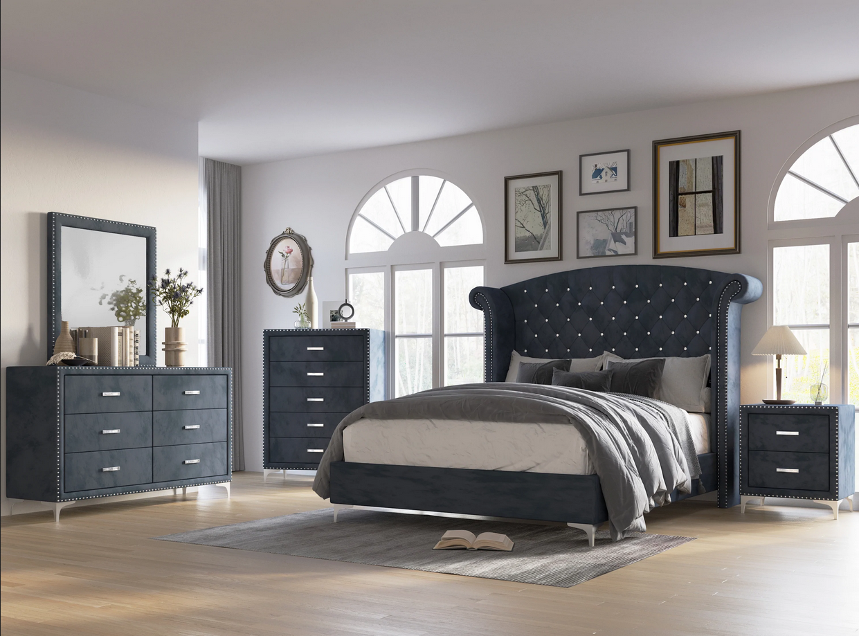 Lucinda Velvet Dark Gray Dresser Lucinda Velvet Dark Gray Dresser