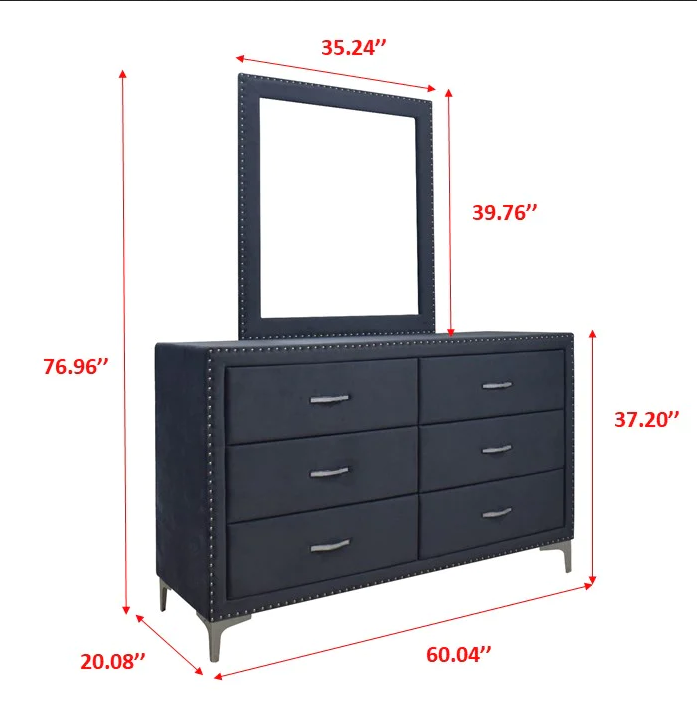 Lucinda Velvet Dark Gray Dresser