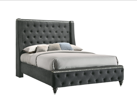 Giovani Gray Queen Upholstered Panel Bed