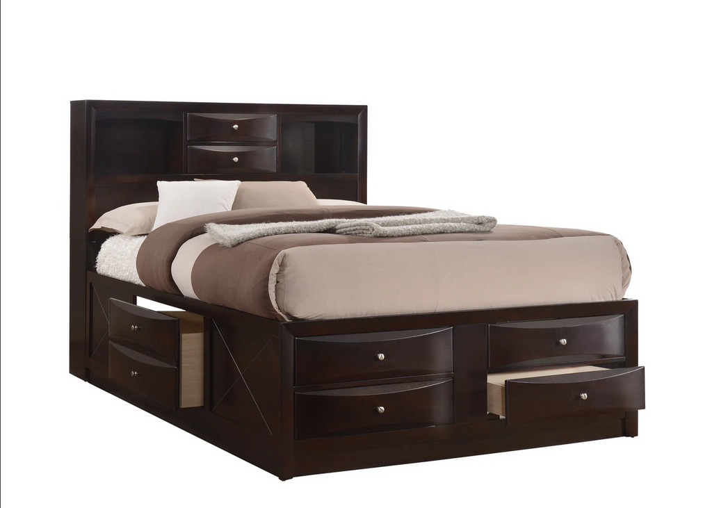 Emily Dark Cherry Queen Storage Platform Bed Olivia Furniture
